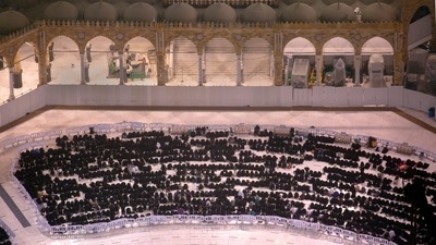 Saudi Arabia reimposed social distancing measures at the Grand Mosque in the Muslim holy city of Mecca (AP) Saudi Arabia reimposed social distancing measures at the Grand Mosque in the Muslim holy city of Mecca (AP)