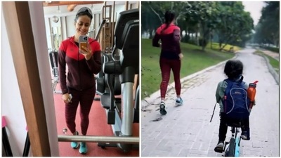 Gul Panag had a company for her morning run. Guess who? (Instagram/@gulpanag)