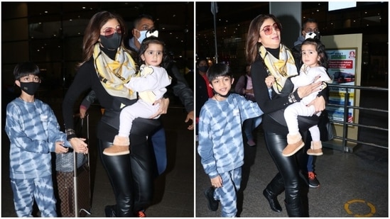 Shilpa Shetty with her children Viaan and Samisha.
