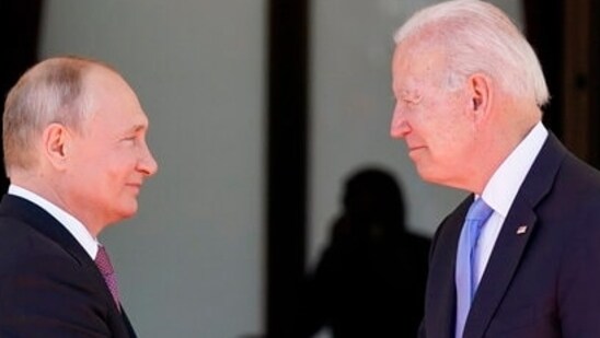 US president Joe Biden (right) with his Russian counterpart, Vladimir Putin. (File photo/AP)