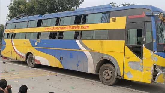 The recovered bus at Khandoli police station on Thursday. (Sourced)