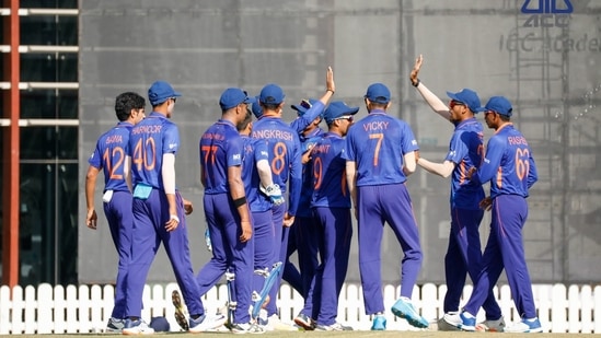 U19 Asia Cup: India defeat Bangladesh by 103 runs to reach finals(Twitter/BCCI) U19 Asia Cup: India defeat Bangladesh by 103 runs to reach finals(Twitter/BCCI)