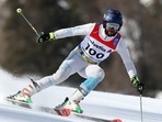CORTINA D'AMPEZZO, ITALY - FEBRUARY 19: Arif Mohd Khan of India competes in the 1st run of the FIS World Ski Championships Men's Giant Slalom on February 19, 2021 in Cortina d'Ampezzo, Italy. CORTINA D'AMPEZZO, ITALY - FEBRUARY 19: Arif Mohd Khan of India competes in the 1st run of the FIS World Ski Championships Men's Giant Slalom on February 19, 2021 in Cortina d'Ampezzo, Italy.