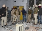 Police inspect the site of an explosion at the district court complex in Ludhiana, Punjab. (PTI)