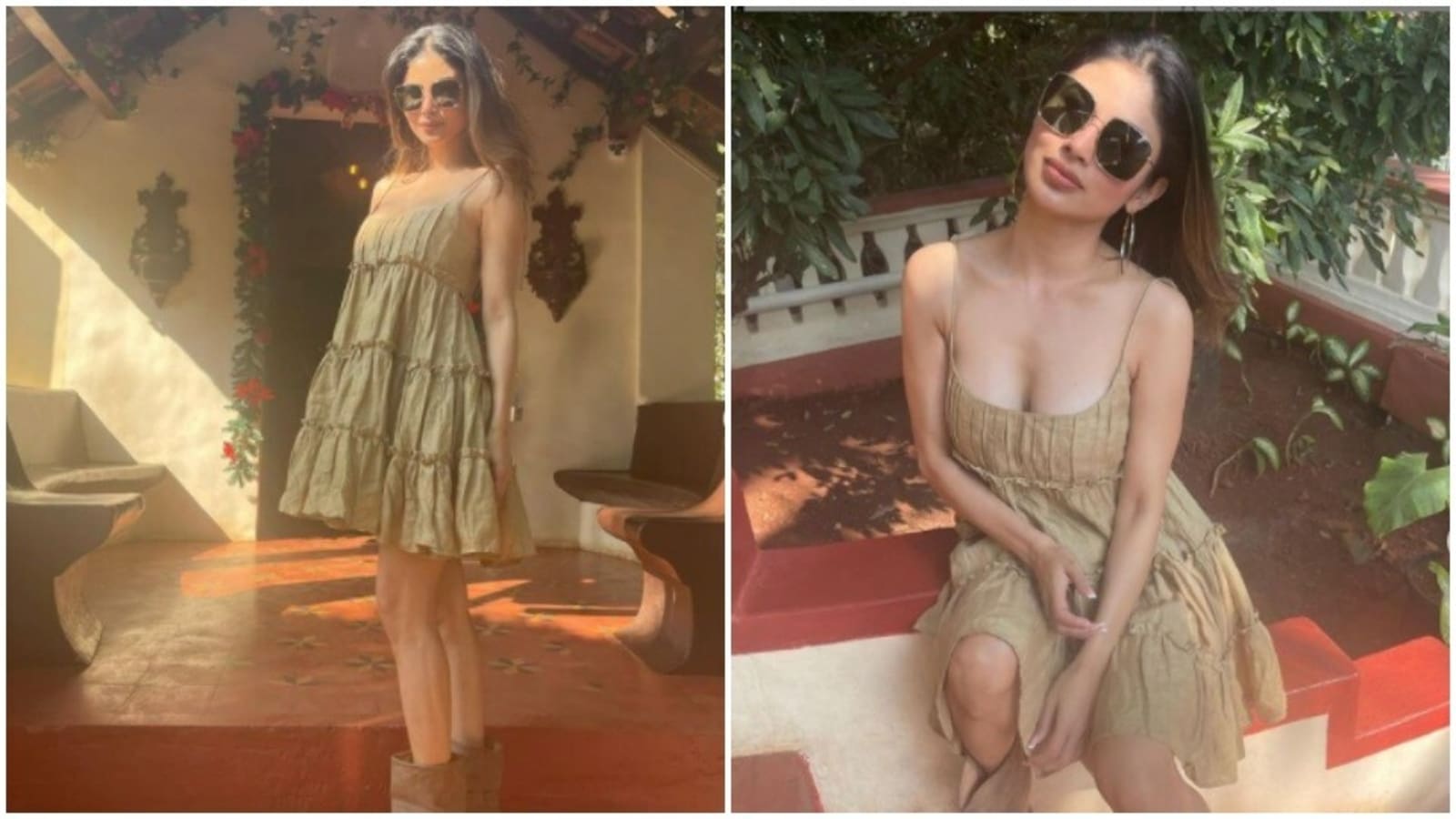 Mouni Roy redefines style in a flowy grey short dress