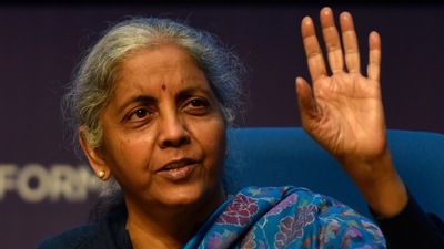 Finance Minister Nirmala Sitharaman during a press conference, at National Media Centre in New Delhi, India, on Friday. (Sanjeev Verma/HT PHOTO) Finance Minister Nirmala Sitharaman during a press conference, at National Media Centre in New Delhi, India, on Friday. (Sanjeev Verma/HT PHOTO)