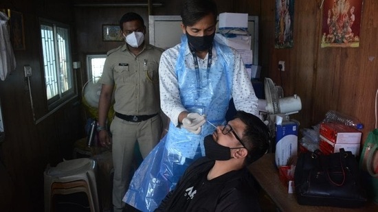 A person being tested for the Covid-19 virus (HT File Photo/Representative Image)