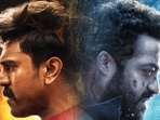 Ram Charan and Jr NTR on the poster for RRR. Ram Charan and Jr NTR on the poster for RRR.