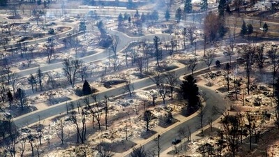 Colorado’s wildfire season typically ends in autumn, but the region is so dry and devoid of snow that it remains primed for blazes. In picture - Boulder County neighborhood destroyed by the wildfire as seen from a Colorado National Guard helicopter during a flyover by Gov. Jared Polis. (AP) Colorado’s wildfire season typically ends in autumn, but the region is so dry and devoid of snow that it remains primed for blazes. In picture - Boulder County neighborhood destroyed by the wildfire as seen from a Colorado National Guard helicopter during a flyover by Gov. Jared Polis. (AP)
