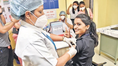 Currently, Pune district is in the second spot in the state in terms of vaccinating the eligible population, while Mumbai stands in the first place. (HT PHOTO) Currently, Pune district is in the second spot in the state in terms of vaccinating the eligible population, while Mumbai stands in the first place. (HT PHOTO)