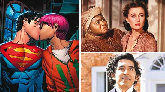 Clockwise from left: Superman’s son, Jonathan Kent was introduced as LGBT; Hattie McDaniel and Vivien Leigh in Gone With The Wind; Dev Patel in The Personal History of David Copperfield Clockwise from left: Superman’s son, Jonathan Kent was introduced as LGBT; Hattie McDaniel and Vivien Leigh in Gone With The Wind; Dev Patel in The Personal History of David Copperfield