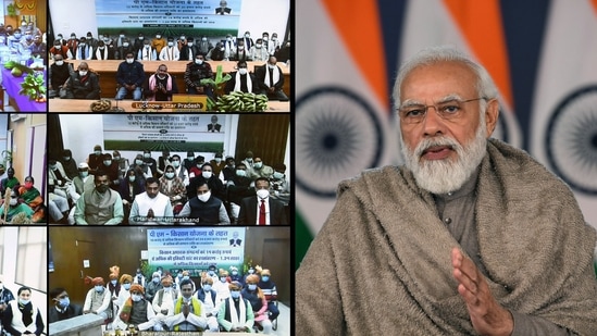 &nbsp;Prime Minister Narendra Modi releases the 10th instalment under PM Kisan Samman Nidhi (PM-KISAN) scheme, through video conferencing,(ANI)