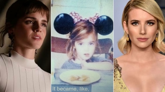 Emma Watson (L), a screengrab of the pic used in the show (C), and Emma Roberts (R). Emma Watson (L), a screengrab of the pic used in the show (C), and Emma Roberts (R).