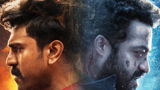 Ram Charan and Jr NTR on the poster for RRR. Ram Charan and Jr NTR on the poster for RRR.