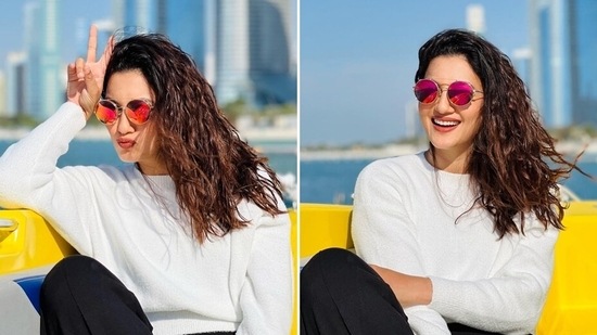 Gauahar Khan said hello to 2022 in style and urged all to #spreadlove, #besafe and #bekind.(Instagram/Gauahar Khan)