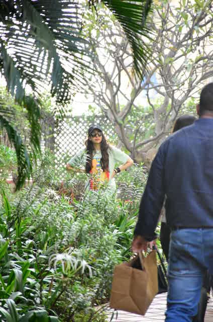 Karishma Kapoor outside Randhir Kapoor's house. (Varinder Chawla)