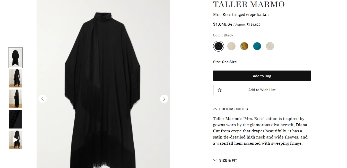 Mrs Ross fringed crepe kaftan dress.&nbsp; (net-a-porter.com)