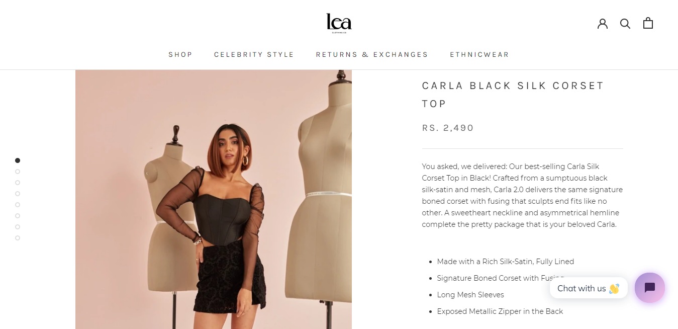 The Carla Black Silk Corset.&nbsp; (leaclothingco.com)