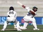 Najmul Hossain in action on Day 2 of the first Test between Bangladesh and New Zealand. Najmul Hossain in action on Day 2 of the first Test between Bangladesh and New Zealand.