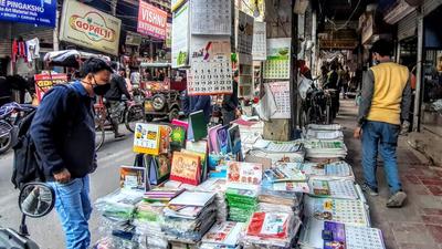 A calendar seller at Nai Sarak in old Delhi, which is home to some of India’s biggest calendar companies. (HT Photo) A calendar seller at Nai Sarak in old Delhi, which is home to some of India’s biggest calendar companies. (HT Photo)