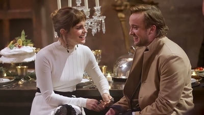 Emma Watson and Tom Felton in the Harry Potter 20th anniversary special. Emma Watson and Tom Felton in the Harry Potter 20th anniversary special.