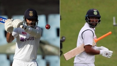 Ajinkya Rahane (L) and Cheteshwar Pujara. (REUTERS) Ajinkya Rahane (L) and Cheteshwar Pujara. (REUTERS)