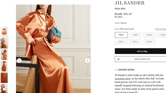 The Jil Sander satin shirt.(net-a-porter.com)