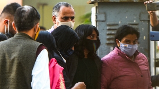 Climate activist Disha Ravi was produced at Patiala Court in connection with the “Toolkit case” in New Delhi, on February 19. She was arrested on February 13 for alleged involvement with an online toolkit related to Greta Thunberg and the farmers' protests.(Amal KS / HT Photo)