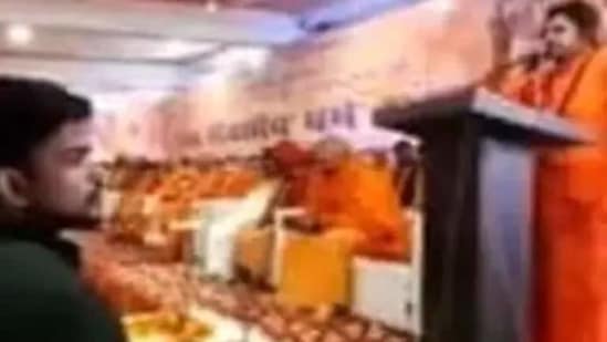 Screengrab from a video of the 3-day Dharma Sansad event in Haridwar. (File photo)