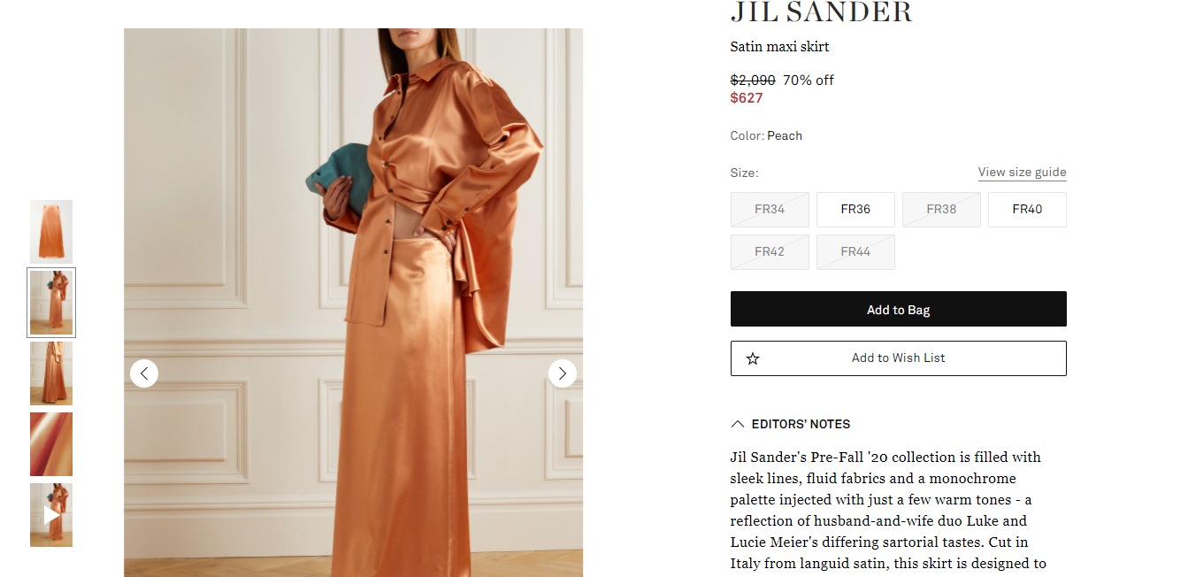 The Jil Sander satin maxi skirt.&nbsp; (net-a-porter.com)