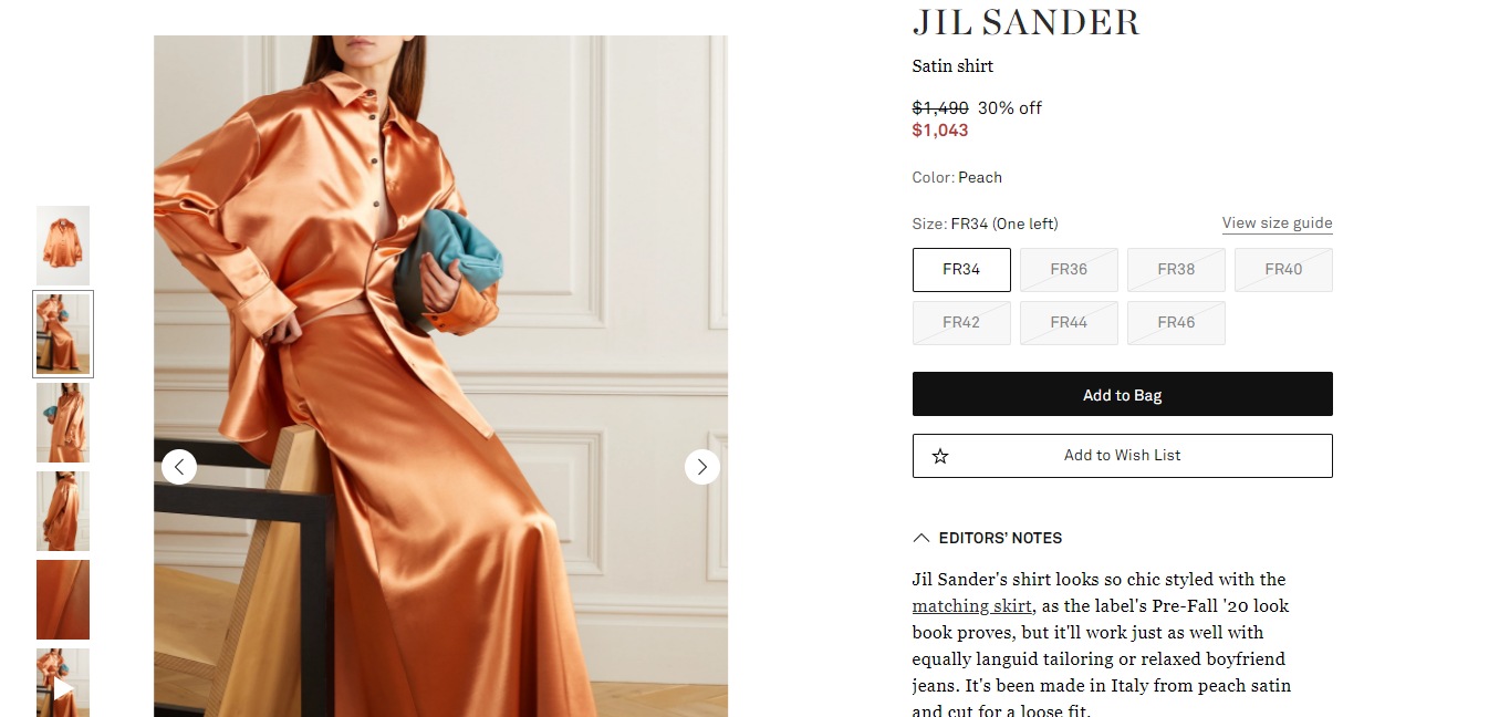 The Jil Sander satin shirt. (net-a-porter.com)