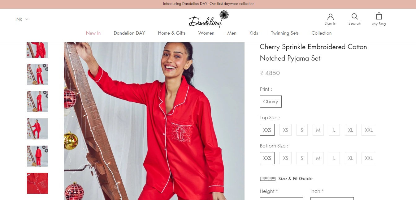 The Cherry Sprinkle Embroidered Cotton Notched Pyjama Set.&nbsp; (dandeliondreams.co)