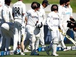 Bangladesh's captain Mominul Haque, right, with teammate Liton Das walk onto the field after tea during play on day three Bangladesh's captain Mominul Haque, right, with teammate Liton Das walk onto the field after tea during play on day three 