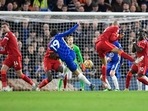 Chelsea's Mason Mount shoots at goal