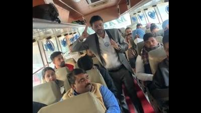 To avoid poaching, the Aam Aadmi Party on Monday moved its councillors to Delhi ahead of the mayoral polls. (HT Photo) To avoid poaching, the Aam Aadmi Party on Monday moved its councillors to Delhi ahead of the mayoral polls. (HT Photo)