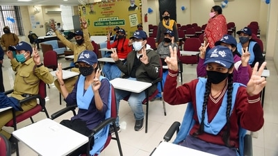 According to data from the Co-WIN dashboard as of 10pm, Madhya Pradesh vaccinated 7,71,615 people, while in Karnataka the figure was 4,14,723. In picture - Teenagers show victory signs as they take rest after receiving the first dose. (ANI) According to data from the Co-WIN dashboard as of 10pm, Madhya Pradesh vaccinated 7,71,615 people, while in Karnataka the figure was 4,14,723. In picture - Teenagers show victory signs as they take rest after receiving the first dose. (ANI)