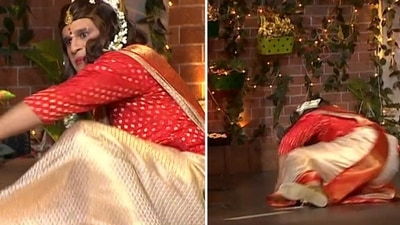 Krushna Abhishek fell on the stage during the latest episode of The Kapil Sharma Show. Krushna Abhishek fell on the stage during the latest episode of The Kapil Sharma Show.