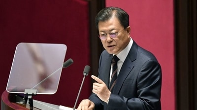 South Korea's President Moon Jae-in delivers a speech on the government budget at the National Assembly in Seoul.&nbsp; (File Photo / REUTERS )