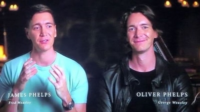 Oliver Phelps and his twin brother James Phelps in Harry Potter 20th Anniversary Return to Hogwarts.