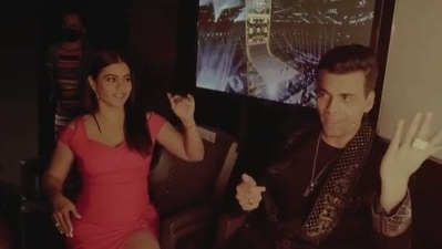 Karan Johar and Kajol dancing backstage The Big Picture.