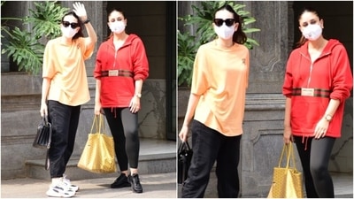 The accessories included a black top handle bag, sunglasses and multi-coloured chunky sneakers. The star followed safety guidelines, like Kareena, and wore a face mask. What do you think of Kareena and Karisma's look? We think they nailed the casual lunch look. (HT Photo/Varinder Chawla) The accessories included a black top handle bag, sunglasses and multi-coloured chunky sneakers. The star followed safety guidelines, like Kareena, and wore a face mask. What do you think of Kareena and Karisma's look? We think they nailed the casual lunch look. (HT Photo/Varinder Chawla)