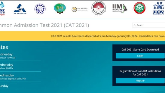 CAT 2021 results: Candidates who have appeared in the exam can check their results/scorecards by visiting the official website at iimcat.ac.in.(iimcat.ac.in)