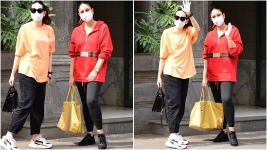 Kareena and Karisma are known for their glamorous wardrobe and making voguish statements on every occasion, be it a family lunch or a red carpet event. And today is no different. The sisters arrived for a lunch date at their father's house dressed in casual-chic ensembles that screamed elegance for us.(HT Photo/Varinder Chawla)