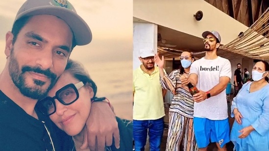 Angad Bedi and Neha Dhupia celebrated the New Year in Goa by soaking in the pool, enjoying the sunset and popping some champagne. 