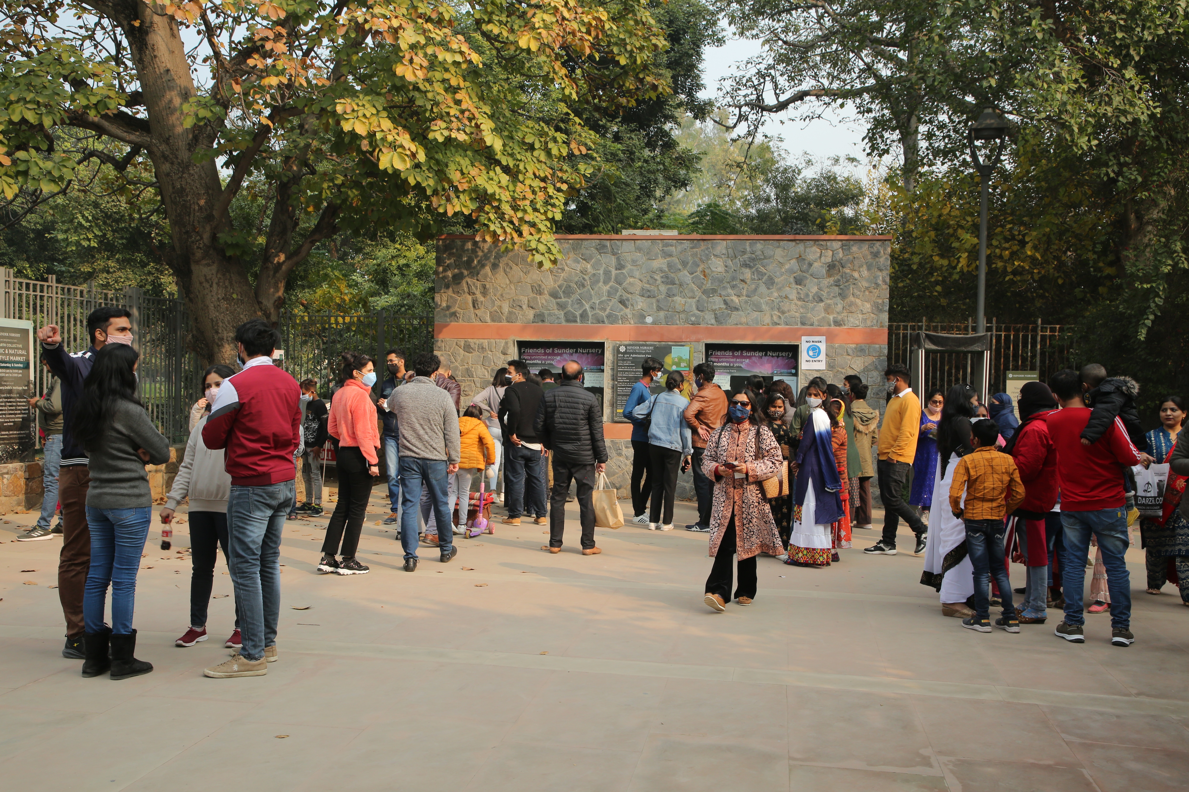 Many visitors queued up at the ticket counters of Sunder Nursery on January 1. (Photo: Manoj Verma/HT) Many visitors queued up at the ticket counters of Sunder Nursery on January 1. (Photo: Manoj Verma/HT)
