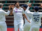 Johannesburg: India's bowler Shardul Thakur, middle, celebrates with teammates after taking a wicket of South Africa's captain Dean Elgar, during the second day of the 2nd Test Cricket match between South Africa and India at the Wanderers stadium in Johannesburg, South Africa, Tuesday, Jan. 4, 2022. AP/PTI(AP01_04_2022_000075B)(AP)