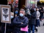 People wait in line at a COVID-19 testing site in New York' Times Square on Dec. 13, 2021. The current global wave is also at the worst level ever recorded throughout the two years of the pandemic(AP) People wait in line at a COVID-19 testing site in New York' Times Square on Dec. 13, 2021. The current global wave is also at the worst level ever recorded throughout the two years of the pandemic(AP)