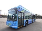 The first electric bus prototype arrived in Delhi on Sunday.
