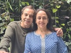 Dharmendra posed next to Hema Malini in the picture.