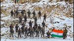 Indian Army soldiers at New Year celebrations in Galwan Valley in Ladakh on Tuesday (PTI)